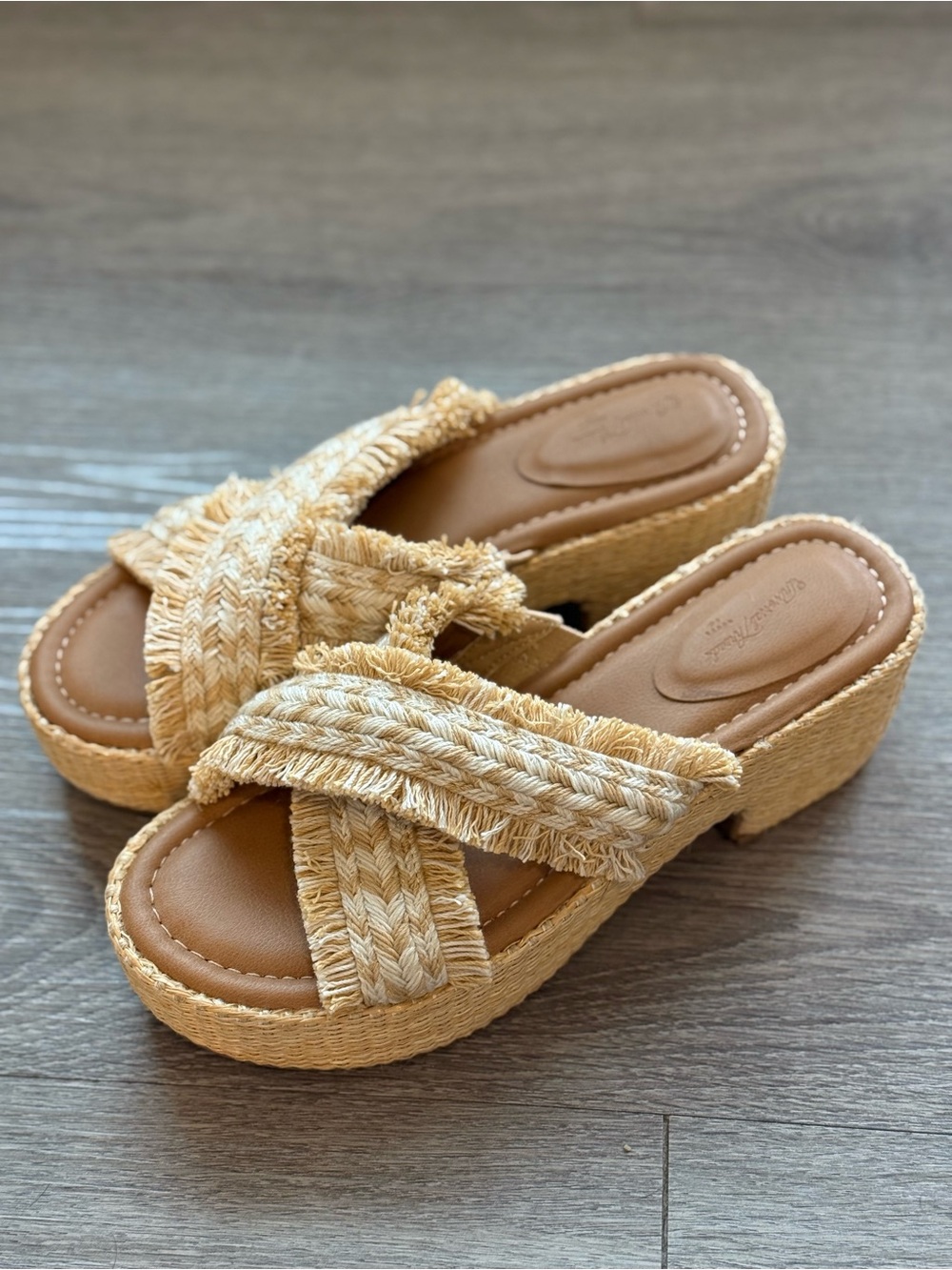 Universal Thread Tan Woven Platform Espadrille Wedges